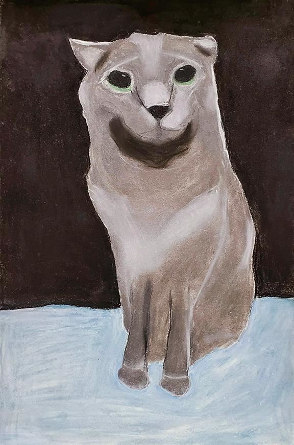 Pastel drawing of a cat